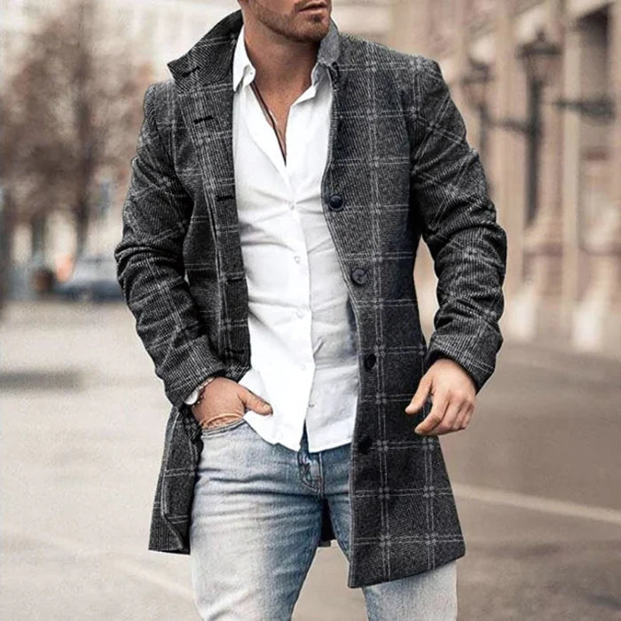 Sobretudo Masculino em Lã Montvani MV212, com lã batida e design contemporâneo, perfeito para inverno, outono e ocasiões casuais ou urbanas.