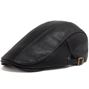 Boina Inglesa de Couro Masculina Montvani MV375 clássica, com couro premium e design elegante, perfeita para visuais casuais ou formais com conforto.