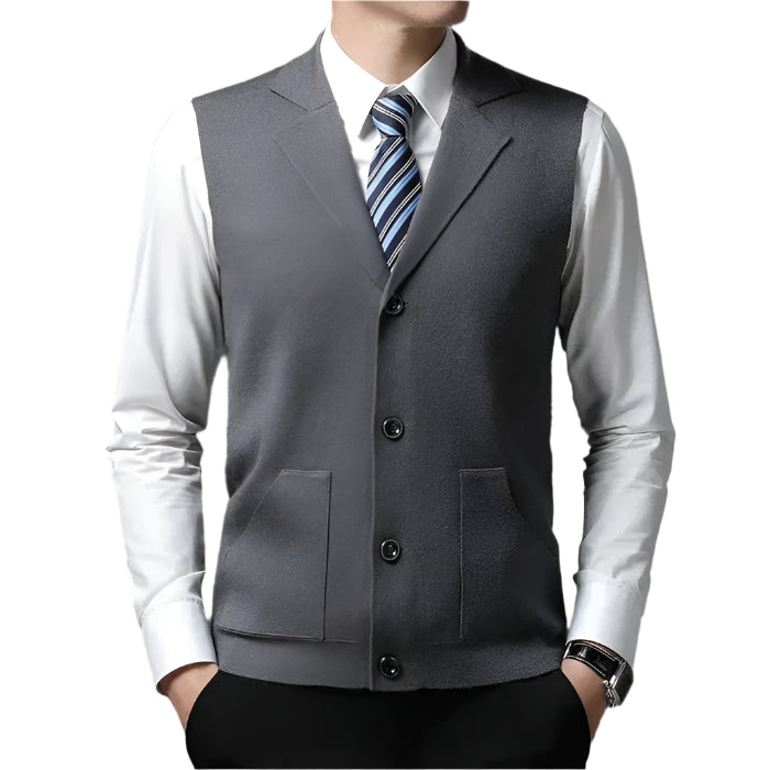Colete Social Montvani MV397 sofisticado, com design clássico, perfeito para eventos formals com elegância e conforto duradouro.
