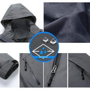 Jaqueta Corta Vento Montvani MV126 com modelagem ergonômica, capuz ajustável e fechamento em zíper para proteção contra vento e chuva.