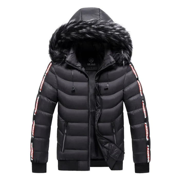 Jaqueta Puffer Masculina Montvani MV112 com capuz forrado, tecido acolchoado e fechamento em zíper, ideal para o inverno.