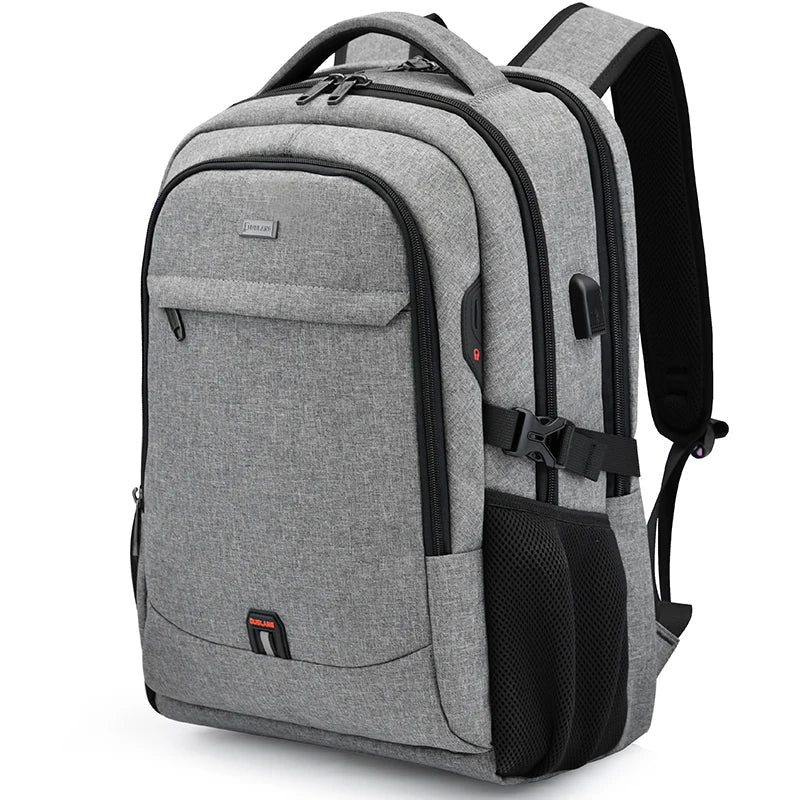 Mochila Executiva Montvani MV084 impermeável, com compartimento para notebook 17", porta USB e design sofisticado para trabalho e viagens.