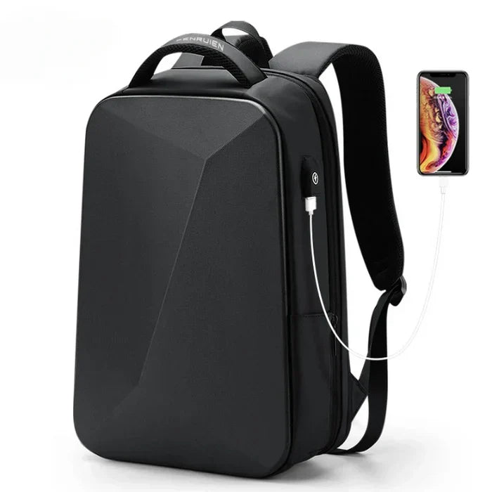 Mochila Executiva Montvani MV087 com compartimento para notebook 14", design expansível, material impermeável e porta USB para praticidade e elegância.