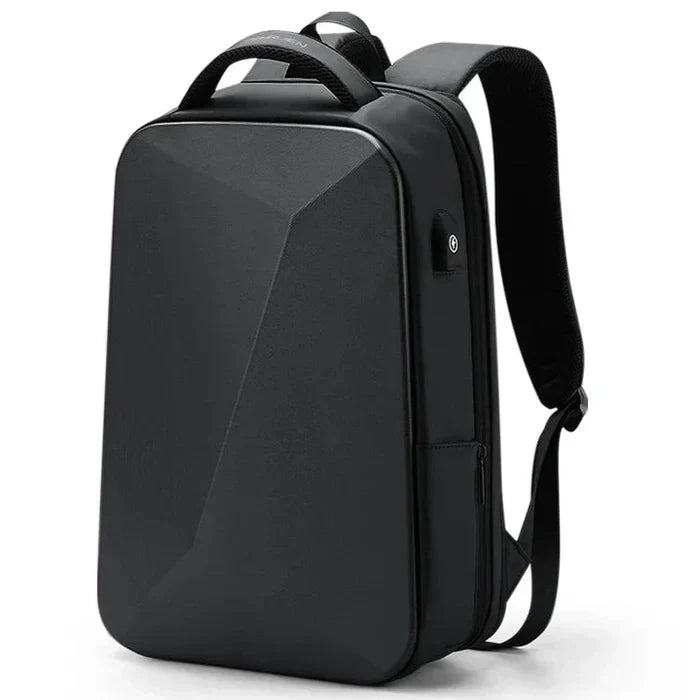 Mochila Executiva Montvani MV087 com compartimento para notebook 14", design expansível, material impermeável e porta USB para praticidade e elegância.