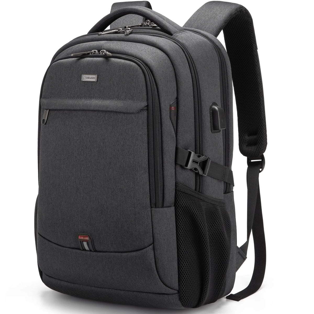 Mochila Executiva Montvani MV084 impermeável, com compartimento para notebook 17", porta USB e design sofisticado para trabalho e viagens.