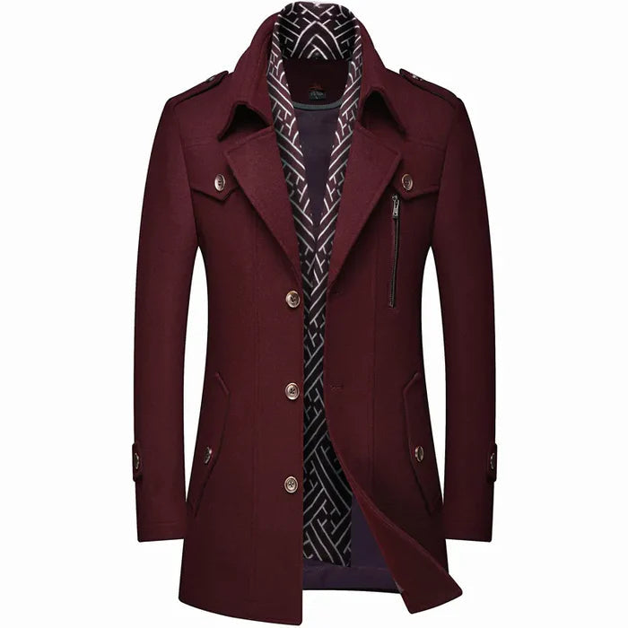 Sobretudo Masculino em Cetim Montvani MV219, com cetim e lã, forro suave, perfeito para inverno, outono e ocasiões formais ou casuais.