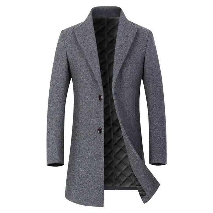 Sobretudo Masculino em Lã Montvani MV231, com lã e algodão, forro acolchoado, design elegante, perfeito para o inverno e eventos formais.