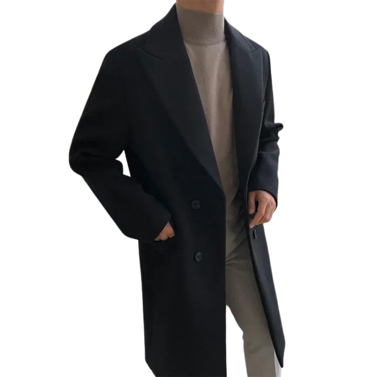 Sobretudo Masculino em Lã Montvani MV216, com lã premium e design clássico, perfeito para outono, inverno e ocasiões sociais ou casuais.