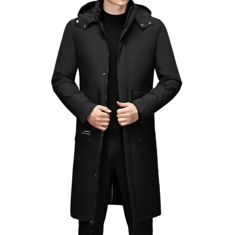 Sobretudo Masculino Montvani MV222, com nylon e poliéster, design impermeável e funcional, perfeito para inverno, outono e ocasiões casuais.
