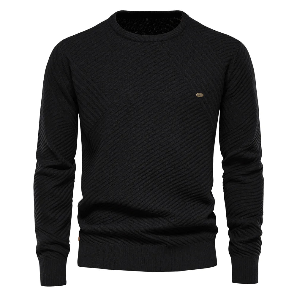 Suéter Masculino em Lã Montvani MV175, com modelagem slim fit, gola redonda e tecido premium, perfeito para o inverno com estilo e conforto.